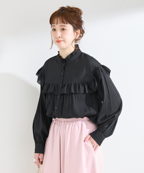 B.C STOCK（ベーセーストック）の「【一部WEB限定カラーあり】ドット無地アソートフリルブラウス（シャツ/ブラウス・レディース・ホワイト/ホワイト系その他/ブラック系その他/ブラック・FREE）」の14枚目の写真