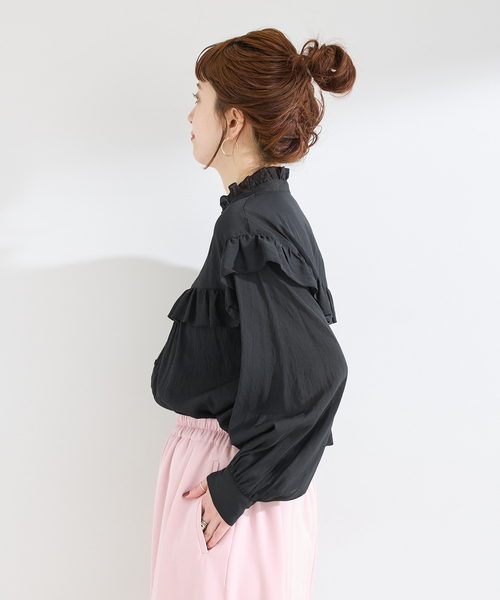 B.C STOCK（ベーセーストック）の「【一部WEB限定カラーあり】ドット無地アソートフリルブラウス（シャツ/ブラウス・レディース・ホワイト/ホワイト系その他/ブラック系その他/ブラック・FREE）」の15枚目の写真