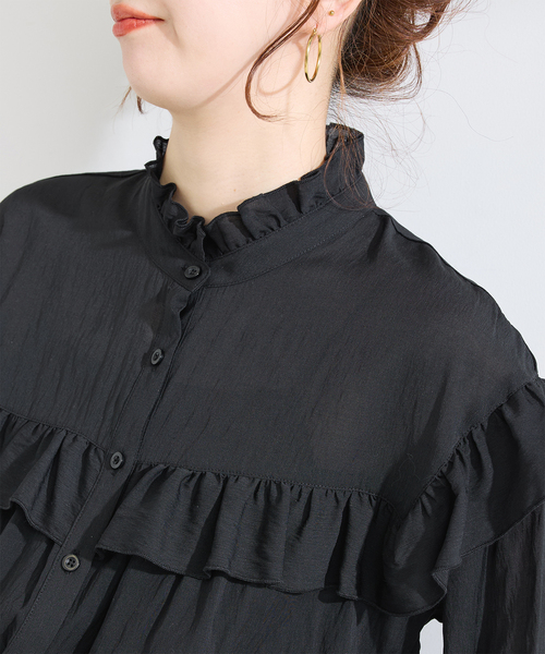B.C STOCK（ベーセーストック）の「【一部WEB限定カラーあり】ドット無地アソートフリルブラウス（シャツ/ブラウス・レディース・ホワイト/ホワイト系その他/ブラック系その他/ブラック・FREE）」の18枚目の写真