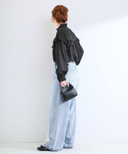 B.C STOCK（ベーセーストック）の「【一部WEB限定カラーあり】ドット無地アソートフリルブラウス（シャツ/ブラウス・レディース・ホワイト/ホワイト系その他/ブラック系その他/ブラック・FREE）」の20枚目の写真
