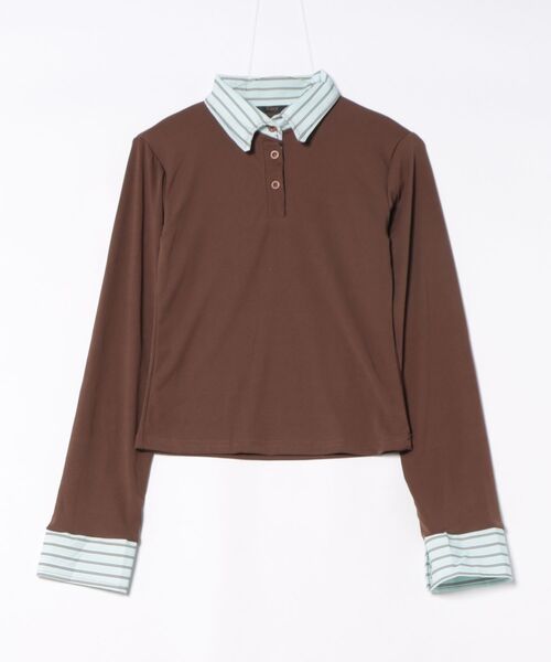 Ritzy（リッツィー）の「シャツ＋ロングスリーブT フェイクレイヤード トップス（シャツ/ブラウス・レディース・モカ・M/L）」の8枚目の写真