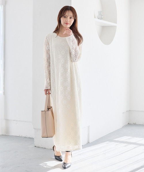 Andemiu(アンデミュウ)の「レースワンピース640988(ワンピース・レディース・アイボリー/ブラック・FREE)」の2枚目の写真