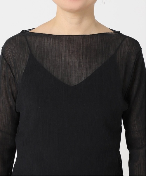 Noble（ノーブル）の「《追加》シアークレープジャージロングTシャツ（Tシャツ/カットソー・レディース・ホワイト/ブラック・FREE）」の12枚目の写真