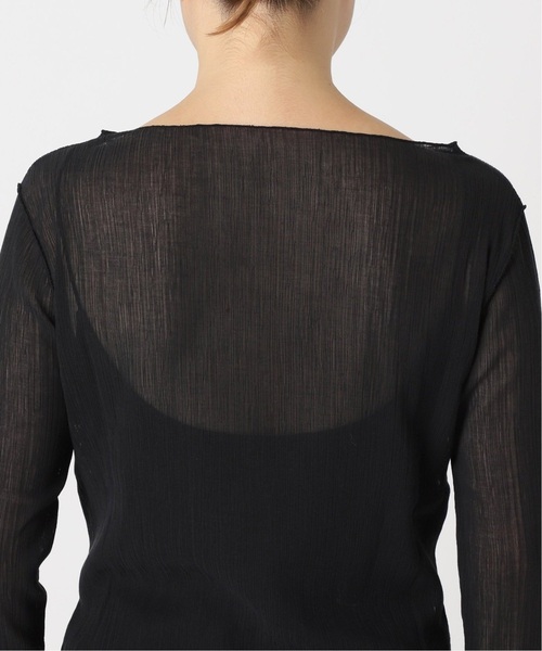 Noble（ノーブル）の「《追加》シアークレープジャージロングTシャツ（Tシャツ/カットソー・レディース・ホワイト/ブラック・FREE）」の13枚目の写真