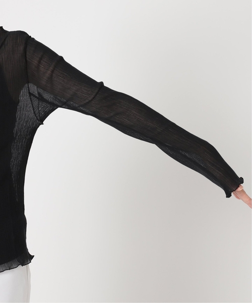 Noble（ノーブル）の「《追加》シアークレープジャージロングTシャツ（Tシャツ/カットソー・レディース・ホワイト/ブラック・FREE）」の14枚目の写真