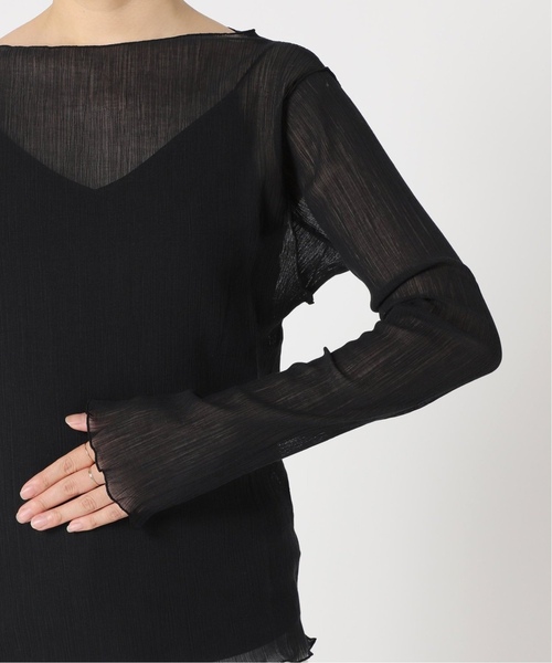 Noble（ノーブル）の「《追加》シアークレープジャージロングTシャツ（Tシャツ/カットソー・レディース・ホワイト/ブラック・FREE）」の15枚目の写真