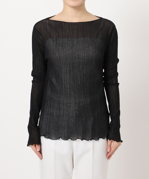 Noble（ノーブル）の「《追加》シアークレープジャージロングTシャツ（Tシャツ/カットソー・レディース・ホワイト/ブラック・FREE）」の17枚目の写真