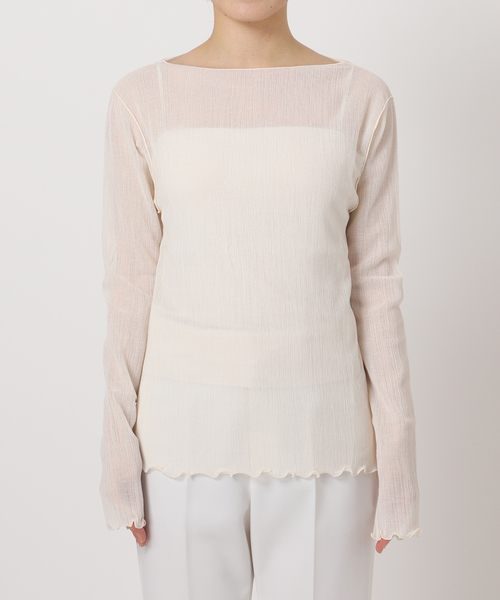 Noble（ノーブル）の「《追加》シアークレープジャージロングTシャツ（Tシャツ/カットソー・レディース・ホワイト/ブラック・FREE）」の19枚目の写真