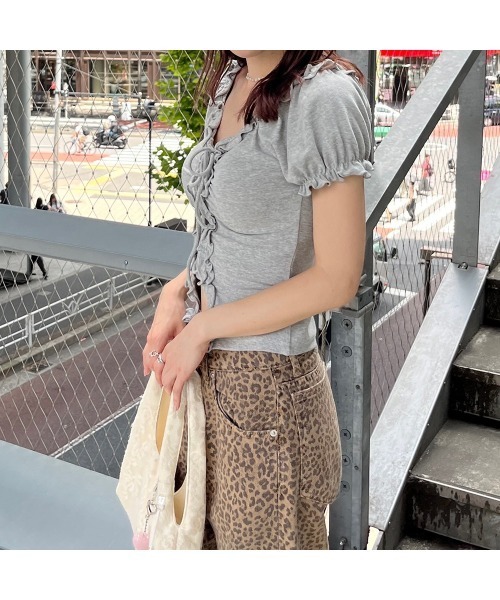 Flugge(フラッジー)の「フリルストレッチカットソー(Tシャツ/カットソー・レディース・ホワイト/グレー・FREE)」の12枚目の写真