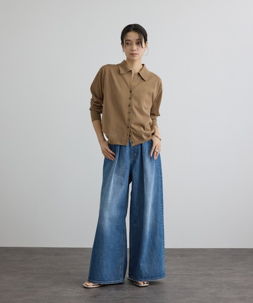 SALON adam et rope'（サロン アダム エ ロペ）の「【WEB限定】フロントタックデニムパンツ（デニムパンツ・レディース・サックスブルー/ブルー系その他4・M/S）」の3枚目の写真