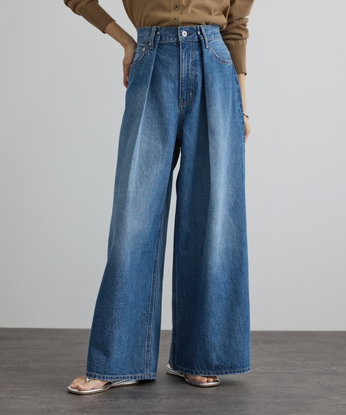 SALON adam et rope'（サロン アダム エ ロペ）の「【WEB限定】フロントタックデニムパンツ（デニムパンツ・レディース・サックスブルー/ブルー系その他4・M/S）」の4枚目の写真