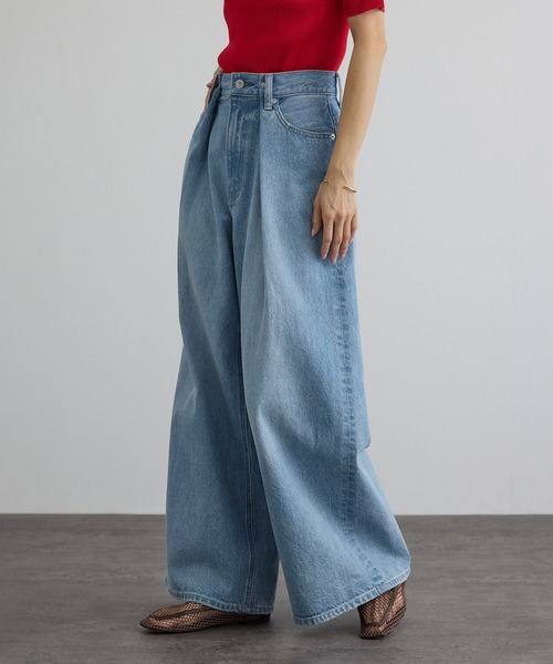 SALON adam et rope'（サロン アダム エ ロペ）の「【WEB限定】フロントタックデニムパンツ（デニムパンツ・レディース・サックスブルー/ブルー系その他4・M/S）」の6枚目の写真