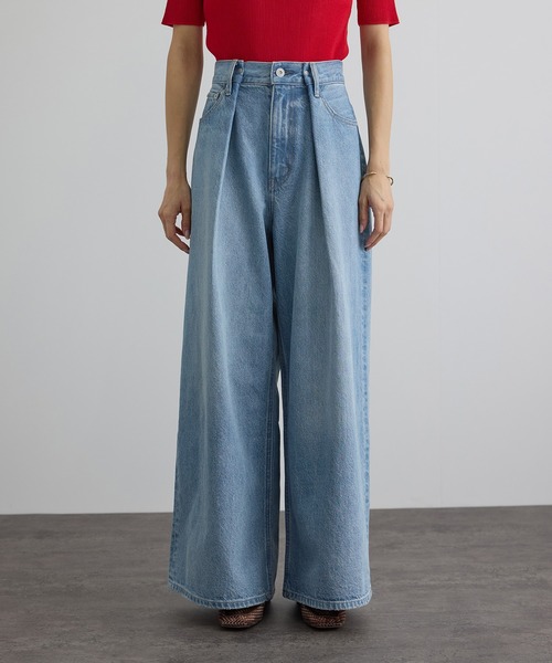 SALON adam et rope'（サロン アダム エ ロペ）の「【WEB限定】フロントタックデニムパンツ（デニムパンツ・レディース・サックスブルー/ブルー系その他4・M/S）」の7枚目の写真