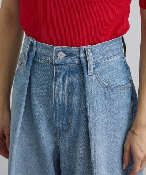 SALON adam et rope'（サロン アダム エ ロペ）の「【WEB限定】フロントタックデニムパンツ（デニムパンツ・レディース・サックスブルー/ブルー系その他4・M/S）」の10枚目の写真