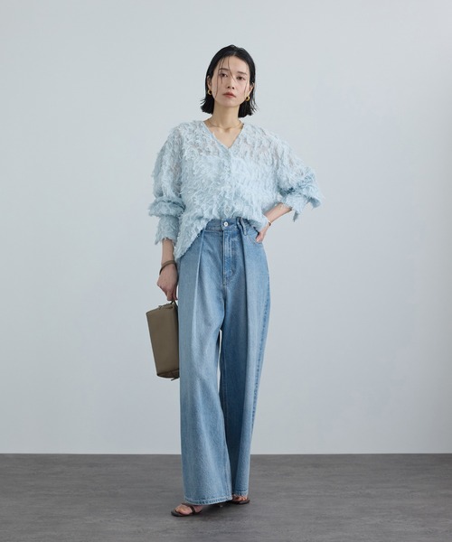SALON adam et rope'(サロン アダム エ ロペ)の「【WEB限定】フロントタックデニムパンツ(デニムパンツ・レディース・サックスブルー/ブルー系その他4・M/S)」の5枚目の写真