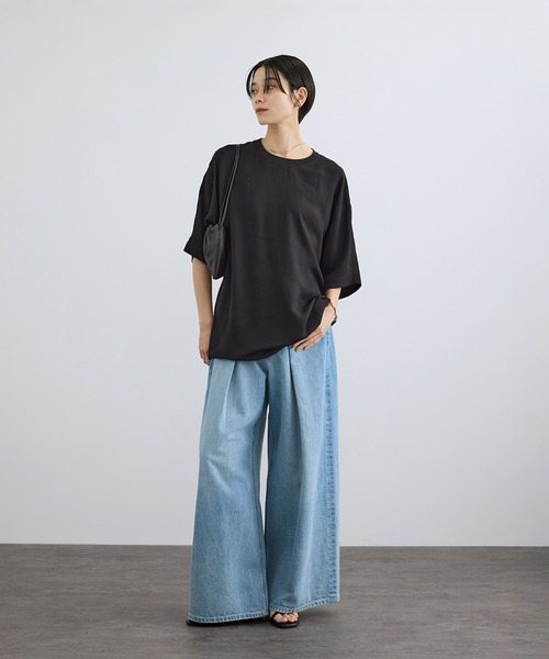 SALON adam et rope'(サロン アダム エ ロペ)の「【WEB限定】フロントタックデニムパンツ(デニムパンツ・レディース・サックスブルー/ブルー系その他4・M/S)」の7枚目の写真
