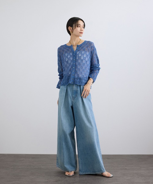 SALON adam et rope'(サロン アダム エ ロペ)の「【WEB限定】フロントタックデニムパンツ(デニムパンツ・レディース・サックスブルー/ブルー系その他4・M/S)」の11枚目の写真