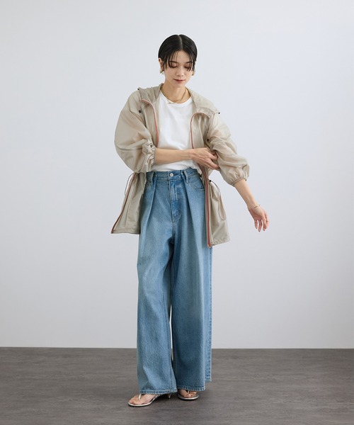 SALON adam et rope'(サロン アダム エ ロペ)の「【WEB限定】フロントタックデニムパンツ(デニムパンツ・レディース・サックスブルー/ブルー系その他4・M/S)」の10枚目の写真