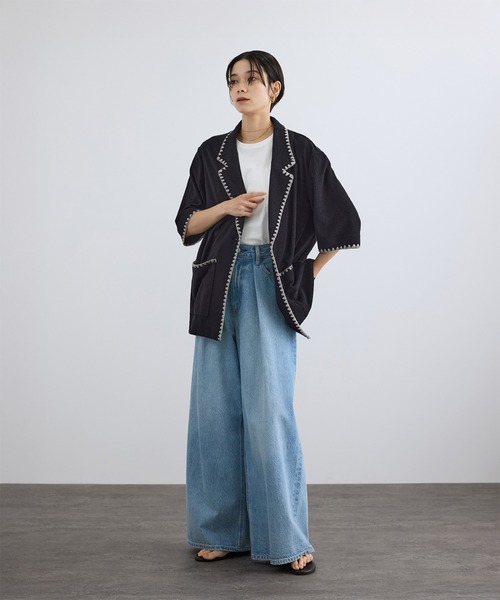 SALON adam et rope'(サロン アダム エ ロペ)の「【WEB限定】フロントタックデニムパンツ(デニムパンツ・レディース・サックスブルー/ブルー系その他4・M/S)」の9枚目の写真