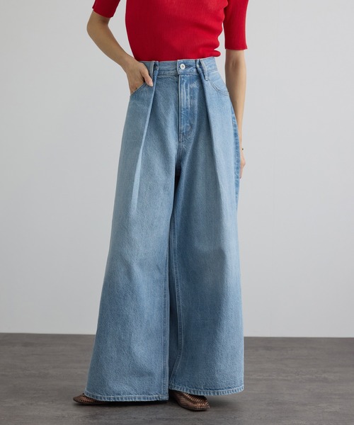SALON adam et rope'(サロン アダム エ ロペ)の「【WEB限定】フロントタックデニムパンツ(デニムパンツ・レディース・サックスブルー/ブルー系その他4・M/S)」の8枚目の写真