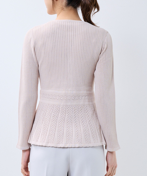 NARACAMICIE（ナラカミーチェ）の「【NARACAMICIE】透かし編みペプラムカーディガン（カーディガン/ボレロ・レディース・ネイビー/ブラウン/ピンク/ブルー/ブラック・M/L）」の8枚目の写真