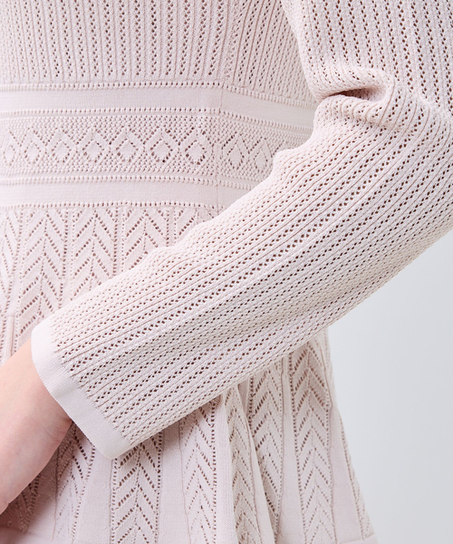 NARACAMICIE（ナラカミーチェ）の「【NARACAMICIE】透かし編みペプラムカーディガン（カーディガン/ボレロ・レディース・ネイビー/ブラウン/ピンク/ブルー/ブラック・M/L）」の11枚目の写真