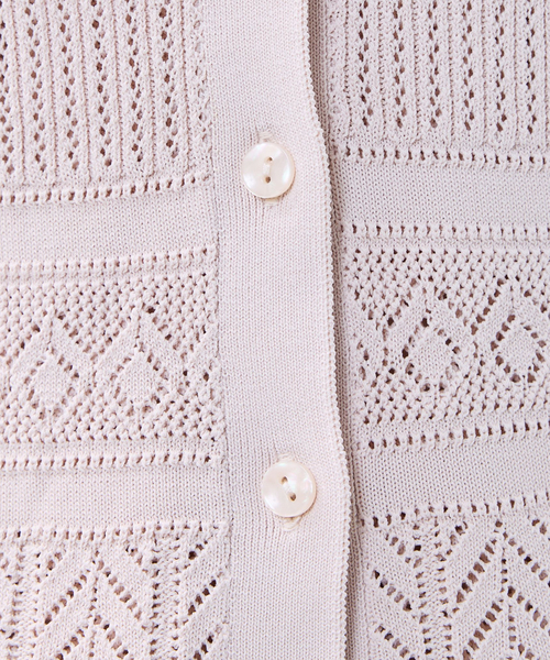 NARACAMICIE（ナラカミーチェ）の「【NARACAMICIE】透かし編みペプラムカーディガン（カーディガン/ボレロ・レディース・ネイビー/ブラウン/ピンク/ブルー/ブラック・M/L）」の12枚目の写真