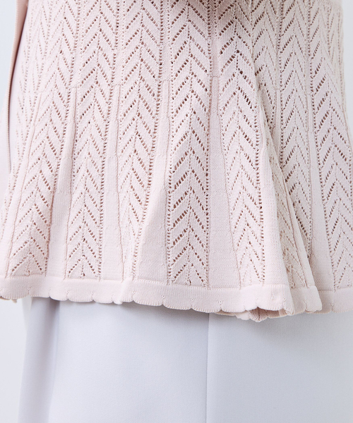 NARACAMICIE（ナラカミーチェ）の「【NARACAMICIE】透かし編みペプラムカーディガン（カーディガン/ボレロ・レディース・ネイビー/ブラウン/ピンク/ブルー/ブラック・M/L）」の13枚目の写真