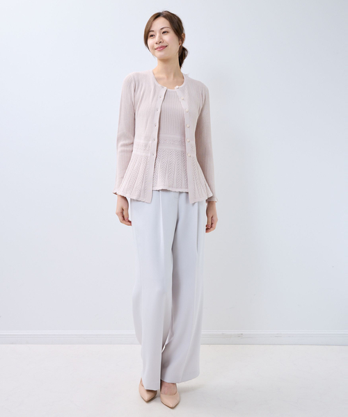 NARACAMICIE（ナラカミーチェ）の「【NARACAMICIE】透かし編みペプラムカーディガン（カーディガン/ボレロ・レディース・ネイビー/ブラウン/ピンク/ブルー/ブラック・M/L）」の16枚目の写真