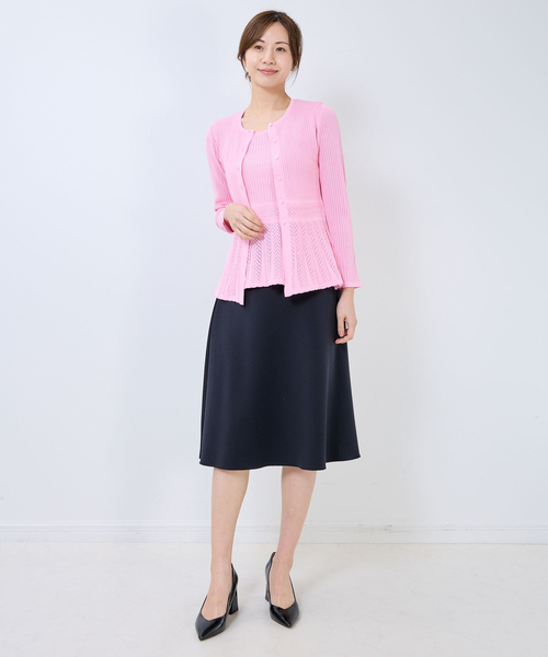 NARACAMICIE（ナラカミーチェ）の「【NARACAMICIE】透かし編みペプラムカーディガン（カーディガン/ボレロ・レディース・ネイビー/ブラウン/ピンク/ブルー/ブラック・M/L）」の17枚目の写真