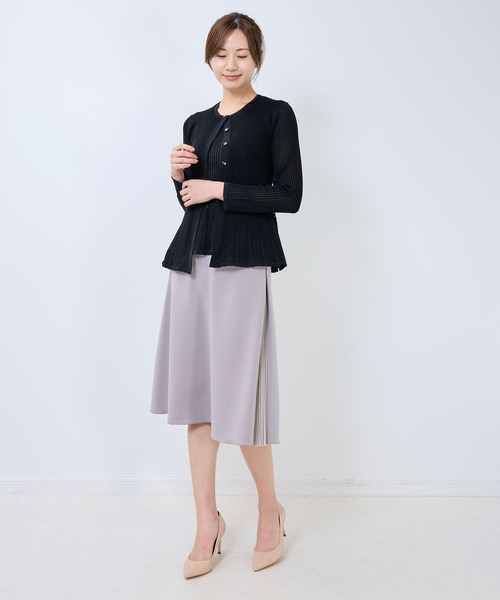 NARACAMICIE（ナラカミーチェ）の「【NARACAMICIE】透かし編みペプラムカーディガン（カーディガン/ボレロ・レディース・ネイビー/ブラウン/ピンク/ブルー/ブラック・M/L）」の18枚目の写真