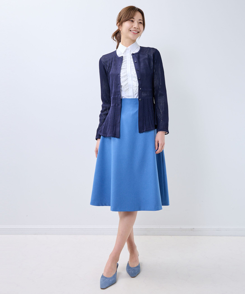 NARACAMICIE（ナラカミーチェ）の「【NARACAMICIE】透かし編みペプラムカーディガン（カーディガン/ボレロ・レディース・ネイビー/ブラウン/ピンク/ブルー/ブラック・M/L）」の19枚目の写真