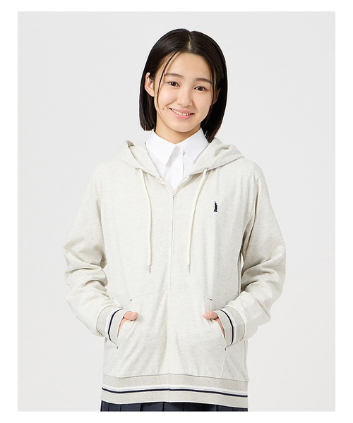 EASTBOY（イーストボーイ）の「パーカー ジップ 長袖 スウェット トレーナー 女子 制服 学生服 中学 高校 スクール（パーカー・キッズ・オフホワイト/ネイビー/ライトグレー・11号/9号）」の3枚目の写真