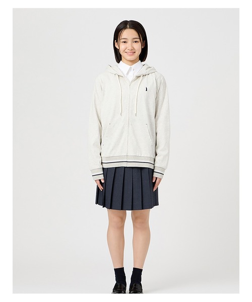 EASTBOY（イーストボーイ）の「パーカー ジップ 長袖 スウェット トレーナー 女子 制服 学生服 中学 高校 スクール（パーカー・キッズ・オフホワイト/ネイビー/ライトグレー・11号/9号）」の8枚目の写真