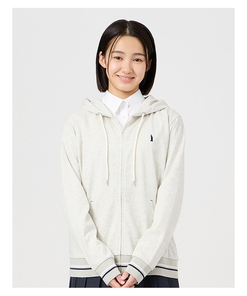 EASTBOY（イーストボーイ）の「パーカー ジップ 長袖 スウェット トレーナー 女子 制服 学生服 中学 高校 スクール（パーカー・キッズ・オフホワイト/ネイビー/ライトグレー・11号/9号）」の6枚目の写真