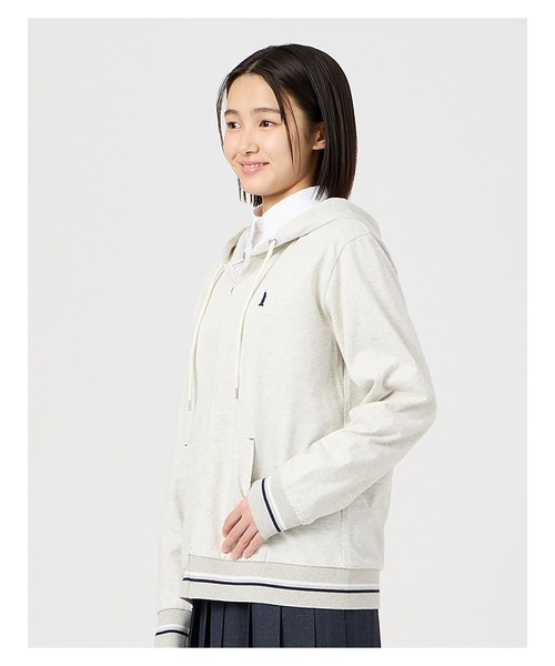 EASTBOY（イーストボーイ）の「パーカー ジップ 長袖 スウェット トレーナー 女子 制服 学生服 中学 高校 スクール（パーカー・キッズ・オフホワイト/ネイビー/ライトグレー・11号/9号）」の7枚目の写真