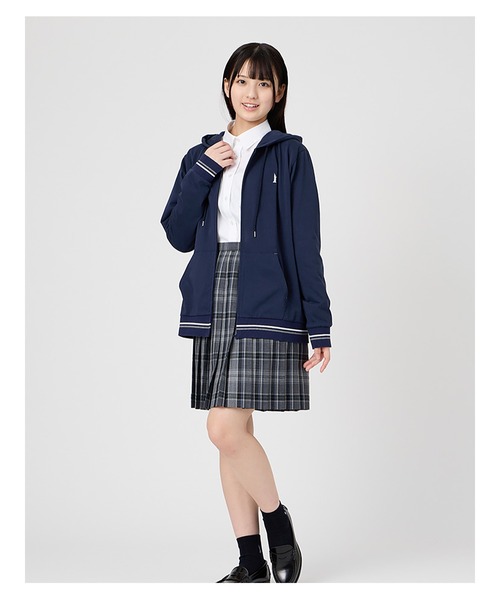 EASTBOY（イーストボーイ）の「パーカー ジップ 長袖 スウェット トレーナー 女子 制服 学生服 中学 高校 スクール（パーカー・キッズ・オフホワイト/ネイビー/ライトグレー・11号/9号）」の15枚目の写真