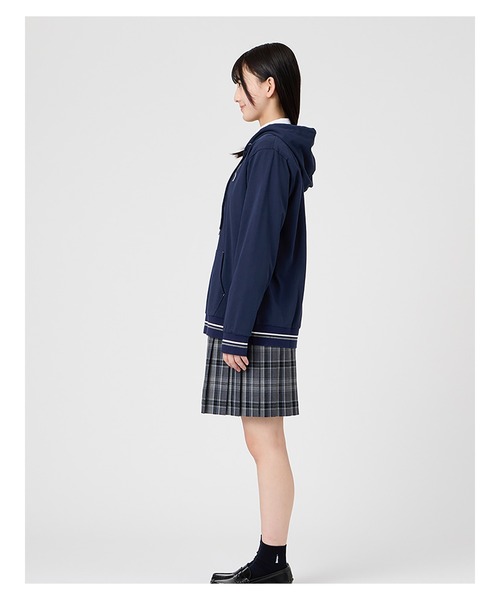 EASTBOY（イーストボーイ）の「パーカー ジップ 長袖 スウェット トレーナー 女子 制服 学生服 中学 高校 スクール（パーカー・キッズ・オフホワイト/ネイビー/ライトグレー・11号/9号）」の17枚目の写真