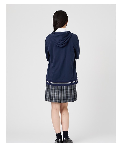 EASTBOY（イーストボーイ）の「パーカー ジップ 長袖 スウェット トレーナー 女子 制服 学生服 中学 高校 スクール（パーカー・キッズ・オフホワイト/ネイビー/ライトグレー・11号/9号）」の18枚目の写真