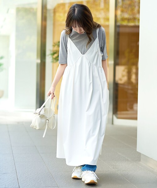 RONEL（ロネル）の「【RONEL】ボーダレス ギャザーキャミワンピース（ワンピース・レディース・オフホワイト/ベージュ/ブラック・FREE）」の14枚目の写真