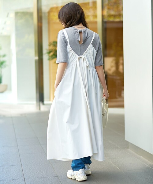 RONEL（ロネル）の「【RONEL】ボーダレス ギャザーキャミワンピース（ワンピース・レディース・オフホワイト/ベージュ/ブラック・FREE）」の16枚目の写真