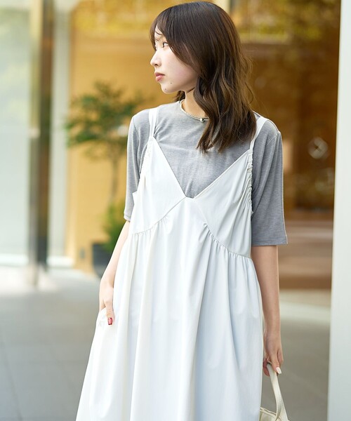 RONEL（ロネル）の「【RONEL】ボーダレス ギャザーキャミワンピース（ワンピース・レディース・オフホワイト/ベージュ/ブラック・FREE）」の17枚目の写真