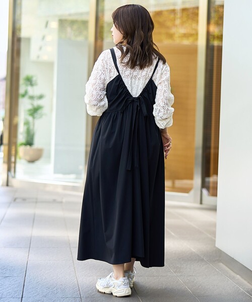 RONEL（ロネル）の「【RONEL】ボーダレス ギャザーキャミワンピース（ワンピース・レディース・オフホワイト/ベージュ/ブラック・FREE）」の22枚目の写真