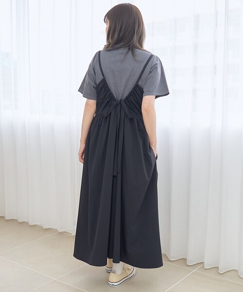 RONEL（ロネル）の「【RONEL】ボーダレス ギャザーキャミワンピース（ワンピース・レディース・オフホワイト/ベージュ/ブラック・FREE）」の5枚目の写真