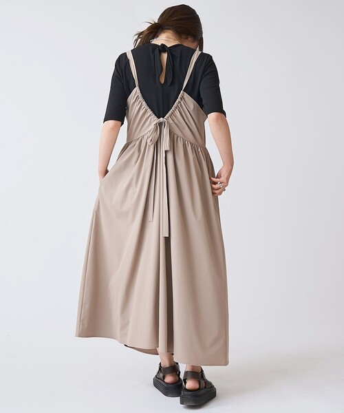RONEL（ロネル）の「【RONEL】ボーダレス ギャザーキャミワンピース（ワンピース・レディース・オフホワイト/ベージュ/ブラック・FREE）」の7枚目の写真
