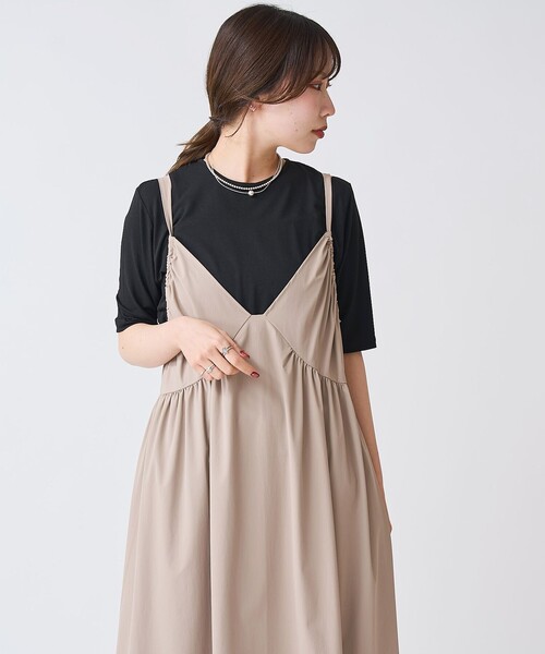 RONEL（ロネル）の「【RONEL】ボーダレス ギャザーキャミワンピース（ワンピース・レディース・オフホワイト/ベージュ/ブラック・FREE）」の8枚目の写真
