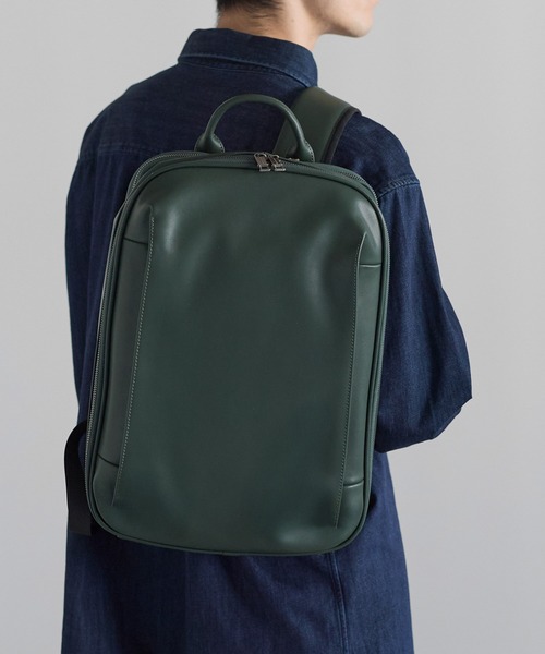 GUSCIO UOMO（グッシオ ウォーモ）の「【グッシオ　ウォーモ】牛革ビジネスリュック　スプリットレザー　通勤通学（ビジネスバッグ・メンズ・ダークグリーン/ブラック系その他/ネイビー/ブラック・FREE）」の16枚目の写真