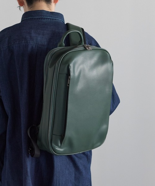 GUSCIO UOMO（グッシオ ウォーモ）の「【グッシオ　ウォーモ】牛革ビジネスリュック　スプリットレザー　通勤通学（ビジネスバッグ・メンズ・ダークグリーン/ブラック系その他/ネイビー/ブラック・FREE）」の17枚目の写真