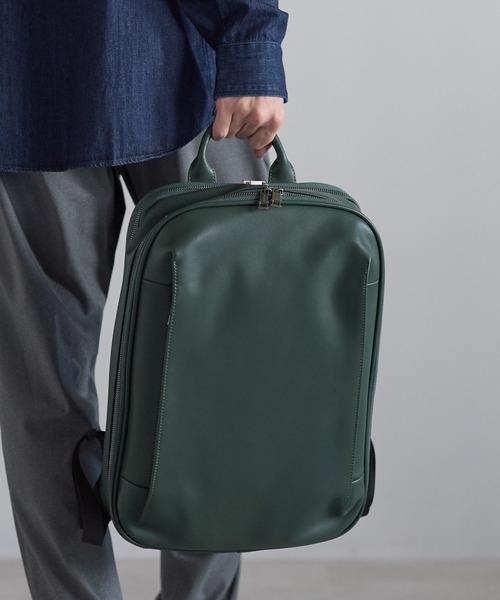 GUSCIO UOMO（グッシオ ウォーモ）の「【グッシオ　ウォーモ】牛革ビジネスリュック　スプリットレザー　通勤通学（ビジネスバッグ・メンズ・ダークグリーン/ブラック系その他/ネイビー/ブラック・FREE）」の19枚目の写真