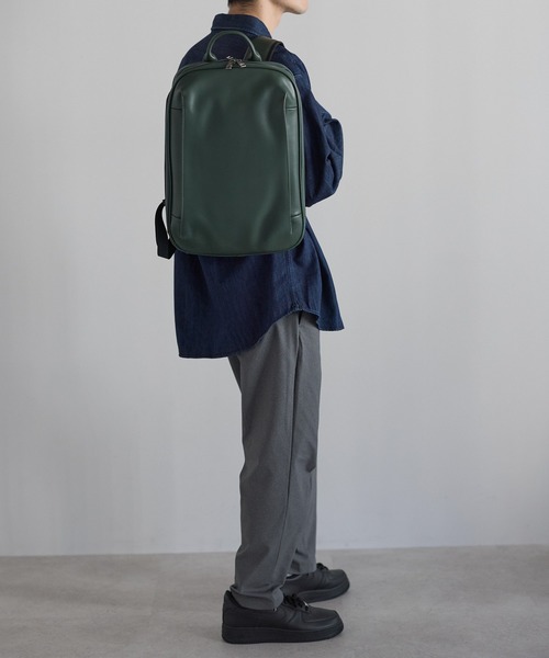 GUSCIO UOMO（グッシオ ウォーモ）の「【グッシオ　ウォーモ】牛革ビジネスリュック　スプリットレザー　通勤通学（ビジネスバッグ・メンズ・ダークグリーン/ブラック系その他/ネイビー/ブラック・FREE）」の20枚目の写真
